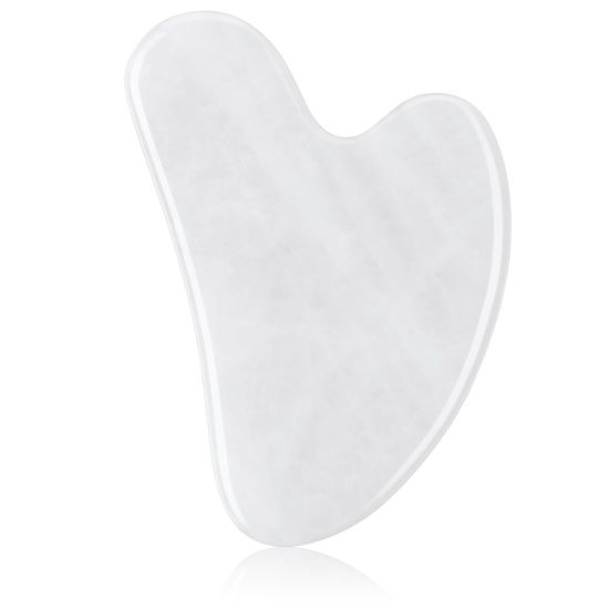 Picture of Gua Sha Facial Tools Guasha Tool Gua Sha Jade Stone for Face Skincare Facial Body Acupuncture Relieve Muscle Tensions Reduce Puffiness Festive Gifts (White)