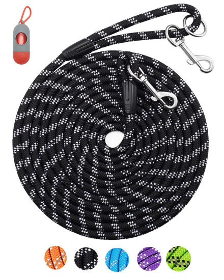 Picture of Long Dog Leash for Dog Training 16FT/30FT/50FT/100FT, Reflective Threads Rope Check Cord Dog Leash, Heavy Duty Dog Lead for Large Medium Small Dogs Walking Playing, Camping, or Yard