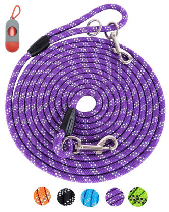 Picture of Long Dog Leash for Dog Training 10FT/16FT/30FT/50FT/100FT, Reflective Threads Check Cord Dog Leash, Heavy Duty Dog Lead for Large Medium Small Dogs Outside Walking, Playing, Camping, or Yard