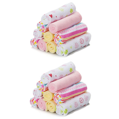 Picture of Spasilk Washcloth Wipes Set for Newborn Boys & Girls, Soft Terry Washcloth Set, Pack of 20, Pink Lines, 20 Pack