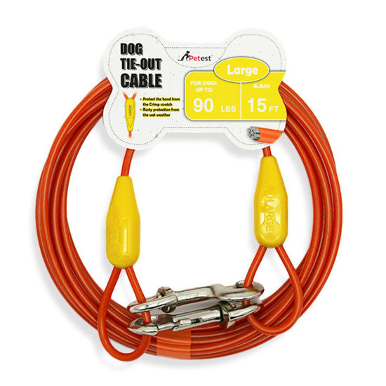 Picture of Petest 15ft Tie-Out Cable with Crimp Cover for Large Dogs Up to 90 Pounds