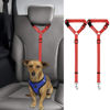 Picture of BWOGUE 2 Packs Dog Cat Safety Seat Belt Strap Car Headrest Restraint Adjustable Nylon Fabric Dog Restraints Vehicle Seatbelts Harness Red