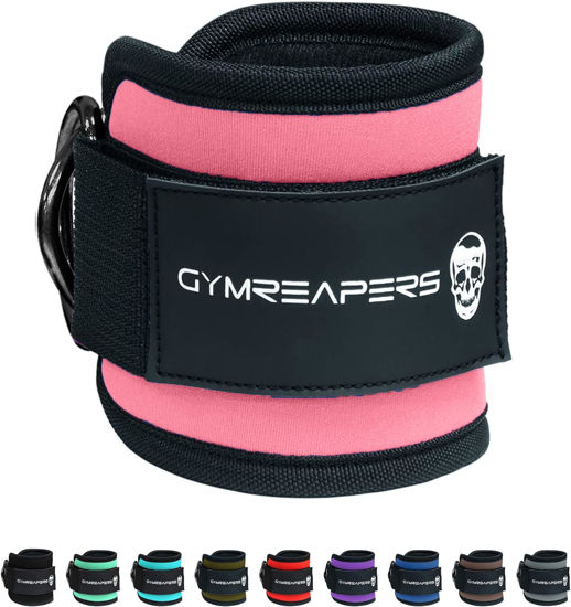 Picture of Gymreapers Ankle Strap (Single) For Cable Machine Kickbacks, Glute Workouts, Lower Body Exercises - Adjustable Leg Strap with Neoprene Padding (Pink, Single)