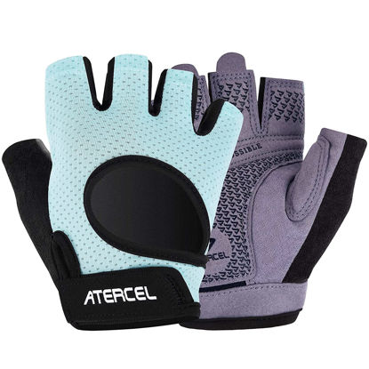 Picture of ATERCEL Weight Lifting Gloves Full Palm Protection, Workout Gloves for Gym, Cycling, Exercise, Breathable, Super Lightweight for Men and Women(Aqua, S)