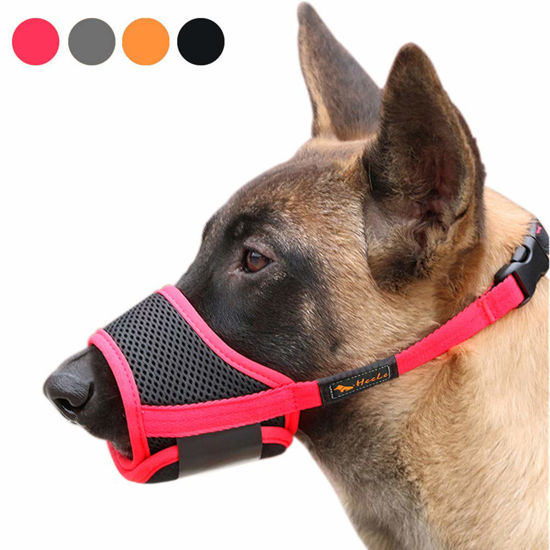 Picture of HEELE Dog Muzzle,Soft Nylon Muzzle Anti Biting Barking Chewing,Air Mesh Breathable Drinkable Adjustable Loop Pets Muzzle for Small Medium Large Dogs 4 Colors 4 Sizes