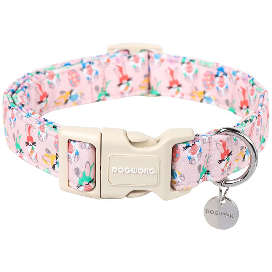 Picture of DOGWONG Easter Rabbit Dog Collar, Colorful Egg Dog Collar Soft Durable Adjustable Comfortable Cute Easter Puppy Collar for Small Medium Large Dog