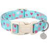 Picture of DOGWONG Valentine's Day Dog Collar - Blue Heart Adjustable Cotton Heart Dog Collar - Perfect Dog Collar for Small Medium Large Dogs