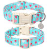 Picture of DOGWONG Valentine's Day Dog Collar - Blue Heart Adjustable Cotton Heart Dog Collar - Perfect Dog Collar for Small Medium Large Dogs