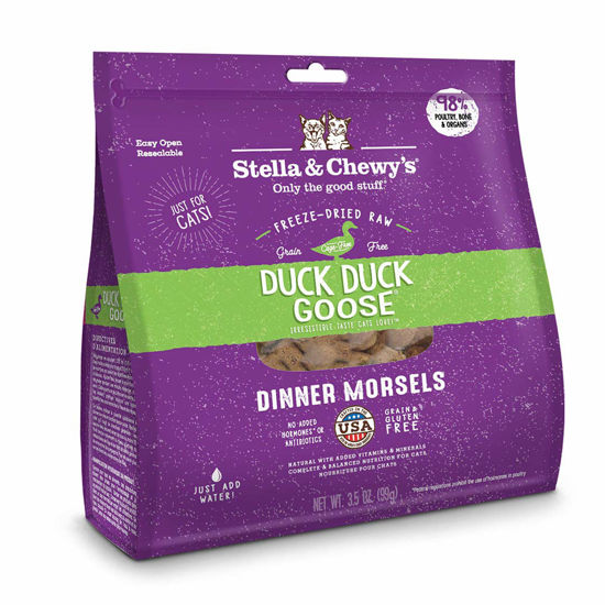 Picture of Stella & Chewy's Freeze-Dried Raw Duck Duck Goose Dinner Morsels Cat Food, 3.5 oz. Bag, Freeze-Dried Raw Cat Dinner Morsels