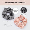 Picture of Kitsch Satin Hair Scrunchies for Women, Softer Than Silk Scrunchies for Hair - No Damage Satin Hair Ties, Ponytail Holders, 2pc (Blush/Charcoal)