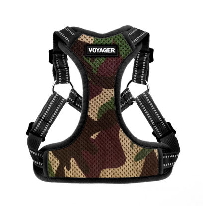 Picture of Best Pet Supplies Voyager Adjustable Dog Harness with Reflective Stripes for Walking, Jogging, Heavy-Duty Full Body No Pull Vest with Leash D-Ring, Breathable All-Weather - Army/Black Trim, XS