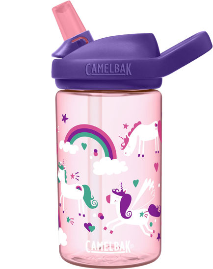 Picture of CamelBak eddy+ 14oz Kids Water Bottle with Tritan Renew - Straw Top, Leak-Proof When Closed, Unicorns