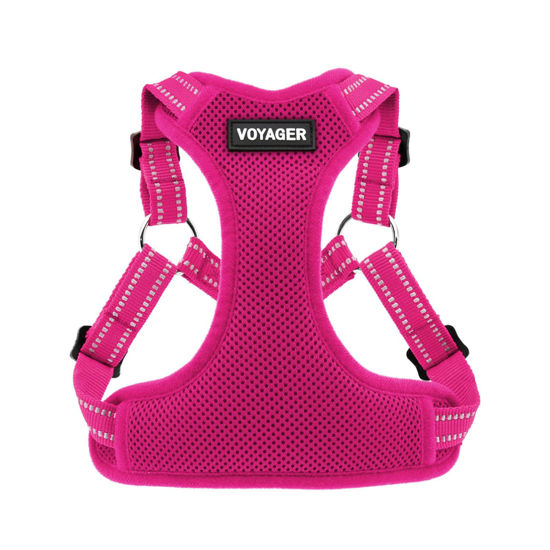 Picture of Best Pet Supplies Voyager Adjustable Dog Harness with Reflective Stripes for Walking, Jogging, Heavy-Duty Full Body No Pull Vest with Leash D-Ring, Breathable All-Weather - Harness (Fuchsia), S