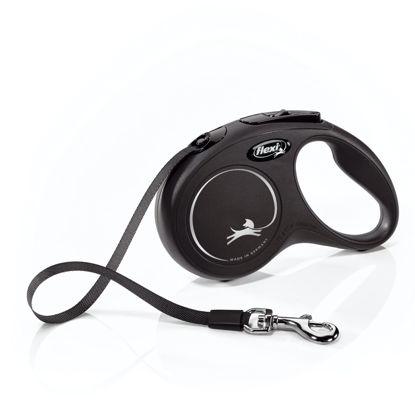 Picture of FLEXI New Classic Tape Retractable Dog Leash for Small Dogs up to 33 lbs. - 16 ft., Black| Tangle Free Pet Walking Leash with One-Handed Brake, Pause, Lock