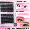 Picture of FANXITON Fluffy Lash Clusters with Lash Bond and Seal Waterproof, 10-18 mm D Curl Volume Lash Extension Kit 280 pcs Individual Lashes Lash Clusters Kit and Tweezers Thick DIY Eyelash Extension Kit