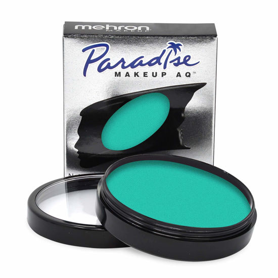 Picture of Mehron Makeup Paradise Makeup AQ Pro Size | Stage & Screen, Face & Body Painting, Special FX, Beauty, Cosplay, and Halloween | Water Activated Face Paint & Body Paint 1.4 oz (40 g) (Teal)