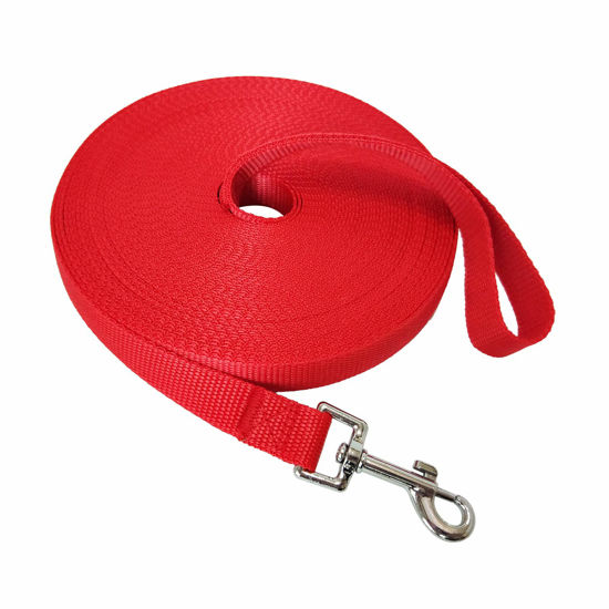 Picture of Nylon Training Dog Leash for Small Medium Large Dogs, 15ft 20ft 30ft 50ft Long Leash Dog/Puppy Lead for Obedience Recall Training, Camping (50ft, Red)