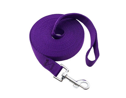 Picture of Nylon Training Dog Leash for Small Medium Large Dogs, 15ft 20ft 30ft 50ft Long Leash Dog/Puppy Lead for Obedience Recall Training, Camping (50ft, Purple)