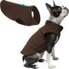 Picture of Gooby Fleece Vest Dog Sweater - Brown-Turquoise, X-Small - Warm Pullover Fleece Dog Jacket with O-Ring Leash - Winter Small Dog Sweater Coat - Cold Weather Dog Clothes for Small Dogs Boy or Girl