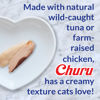 Picture of INABA Churu Cat Treats, Grain-Free, Lickable, Squeezable Creamy Purée Cat Treat/Topper with Vitamin E & Taurine, 0.5 Ounces Each Tube, 24 Tubes (4 per Pack), Tuna with Cheese Recipe