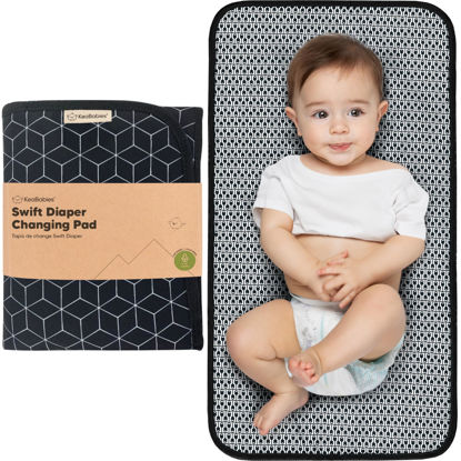 Picture of Portable Diaper Changing Pad - Waterproof Foldable Baby Changing Mat - Travel Diaper Change Mat - Lightweight Changing Pads for Baby - Baby Changer - Machine Washable (Black Geo)