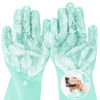 Picture of Pecute Large Pet Grooming Gloves with Heat-Resistant, High-Density Silicone Teeth for Washing, Massaging, and Enhanced Five Finger Design