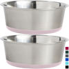 Picture of Gorilla Grip Stainless Steel Metal Dog Bowl Set of 2, Rubber Base, Heavy Duty Feeding Dishes, Food Grade BPA Free, Less Sliding, Quiet Pet Bowls for Cats and Dogs, Holds 2 Cups (16 fl oz), Lt Pink