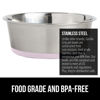 Picture of Gorilla Grip Stainless Steel Metal Dog Bowl Set of 2, Rubber Base, Heavy Duty Feeding Dishes, Food Grade BPA Free, Less Sliding, Quiet Pet Bowls for Cats and Dogs, Holds 2 Cups (16 fl oz), Lt Pink