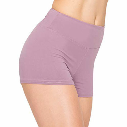 Picture of ALWAYS Women Workout Yoga Shorts - Premium Buttery Soft Solid Stretch Cheerleader Running Dance Volleyball Short Pants Lavender L