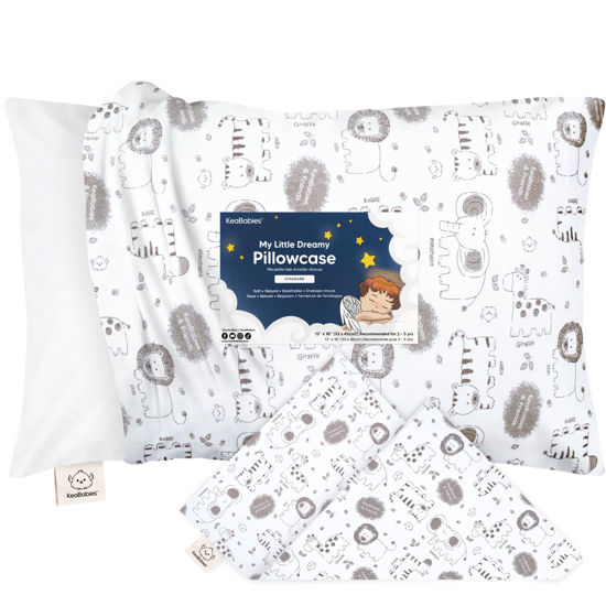 Picture of KeaBabies Toddler Pillowcase for 13X18 Pillow - Organic Toddler Pillow Case for Boy, Kids - 100% Natural Cotton Pillowcase for Miniature Sleepy Pillows - Pillow Sold Separately (KeaSafari)