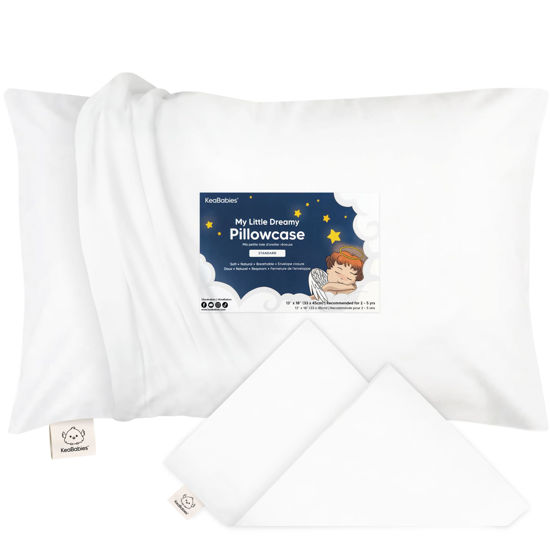 Picture of KeaBabies Toddler Pillowcase for 13X18 Pillow - Organic Toddler Pillow Case for Boy, Kids - 100% Natural Cotton Pillowcase for Miniature Sleepy Pillows - Pillow Sold Separately (Soft White)