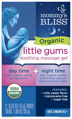 Picture of Mommy's Bliss Organic Little Gums Soothing Massage Gel Day and Night Combo, Great for Teething Babies, Age 2 Months+, Sugar Free, Mild & Sweet Flavor, 2 - 0.53 Oz Tubes (Pack of 1)