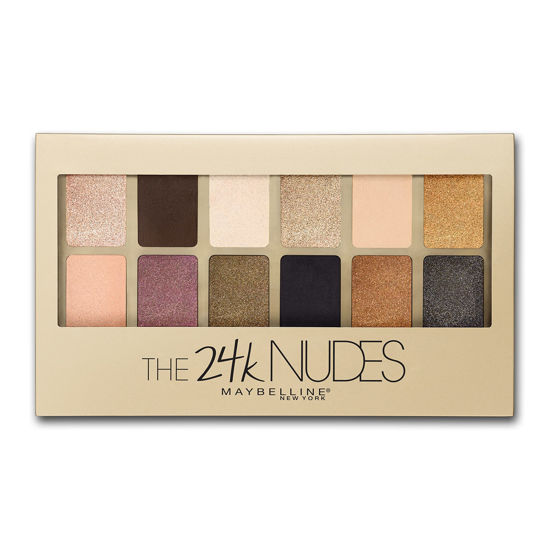 Picture of Maybelline The 24K Nudes Gold Eyeshadow Palette Makeup, 12 Pigmented Matte & Shimmer Shades, Blendable Powder, 1 Count