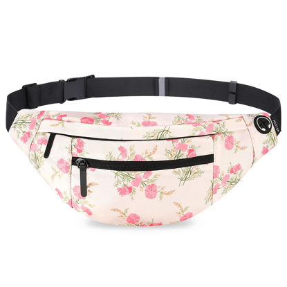 Picture of MAXTOP Crossbody Carnation Fanny Pack with 4-Zipper Pockets, Gifts for Women To Enjoy Sports Yoga Festival Workout Traveling Running Casual Hands-Free Wallets Waist Pack Belt Bag Carrying All Phones