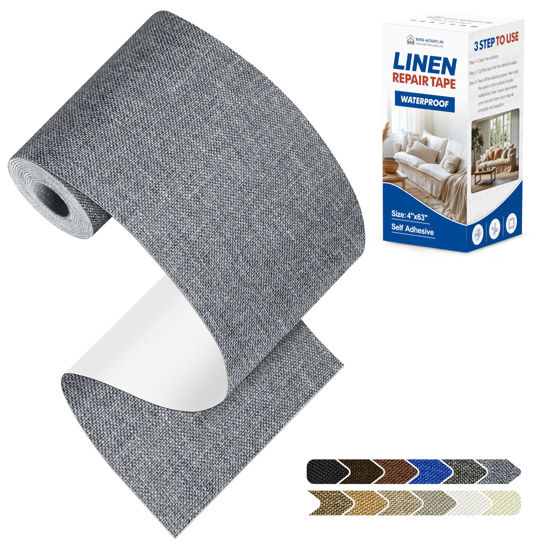 Picture of KING MOUNTAIN Linen Repair Tape Patch Kit, Waterproof 4" x 63" Linen Repair Kit，Self Adhesive Fabric Repair for Furniture and Linen Goods (Charcoal Grey)