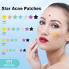 Picture of Pimple Patches for Face, Colorful Hydrocolloid Acne Patches, Cute Star Zit Covers for Face, Spot Stickers with Tea Tree, Salicylic Acid & Cica Oil| 4 Sizes (8mm, 10mm, 12mm & 14mm) |357 Count