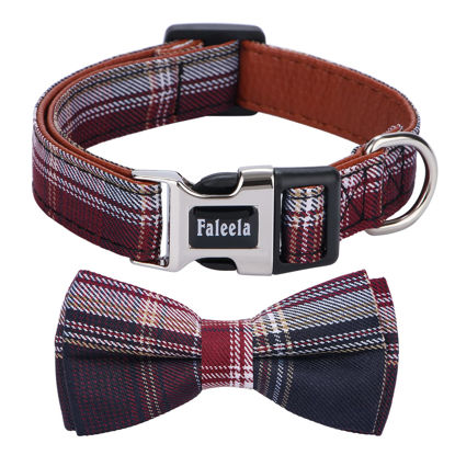 Picture of Faleela Soft &Comfy Bowtie Dog Collar,Detachable and Adjustable Bow Tie Collar,for Small Medium Large Pet (Red and White, Medium (Pack of 1))