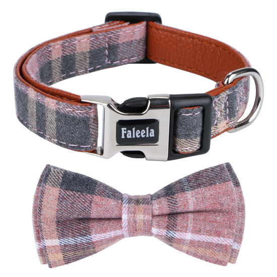 Picture of Faleela Cute Soft Girl Dog Collar with Bow, Bowtie Dog Collar for Boy,Detachable Adjustable Collar for Small Medium Large Pet