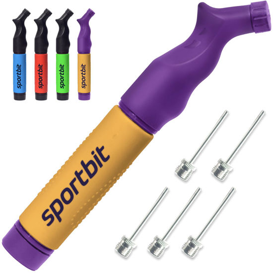 Picture of SPORTBIT Ball Pump with 5 Needles - Push & Pull Inflating System - Great for All Exercise Balls - Volleyball Pump, Basketball Inflator, Football & Soccer Ball Air Pump - Goes with Needles Set