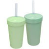 Picture of Re Play Made in USA 2 Pack Straw Cups for Toddlers, 10 Oz. - Reusable Kids Cups with Straws and Lids, Dishwasher/Microwave Safe - Toddler Cups with Straws 3.13" x 5.5", Sage/Leaf