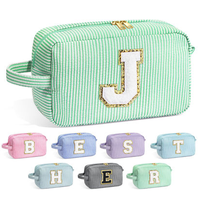 Picture of YOOLIFE Birthday Gifts for Women Her - 20th 30th 40th 50th 60th Birthday Gifts for Women, Happy Birthday Gifts for Her Mom Best Friend Sister Teacher, Monogram Initial Makeup Bag Cosmetic Bag J