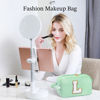 Picture of YOOLIFE Makeup Bag - Initial Makeup Bag Cosmetic Bag, Monogram Makeup Bags, Cosmetic Bag, Make Up Bag, Travel Toiletry Bag, Cute Makeup Pouch Makeup Case, Personalized Green Makeup Bags for Women L