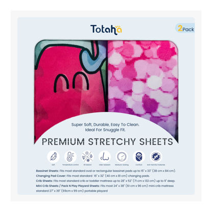 Picture of TotAha Premium Stretchy Bassinet Cradle Sheets (2-Pack) -Hypoallergenic, Silky Comfort, Buttery Soft, Calming Effect, All-Season Jersey-Knit, 32 X 16 X 3''(Colorful dots & Colorful Dogs)