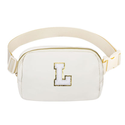 Picture of Birthday Gifts Initial Letter Waist Pack Personalized Gift for 8 9 10 11 12 Year old Girls Teen Cute Gifts Mini Small Pack White Letter L