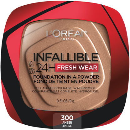 Picture of L'Oreal Paris Makeup Infallible Fresh Wear Foundation in a Powder, Up to 24H Wear, Waterproof, Amber, 0.31 oz.