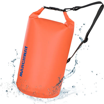 Picture of MARCHWAY Floating Waterproof Dry Bag Backpack 5L/10L/20L/30L/40L, Roll Top Sack Keeps Gear Dry for Kayaking, Rafting, Boating, Swimming, Camping, Hiking, Beach, Fishing (Orange, 5L)