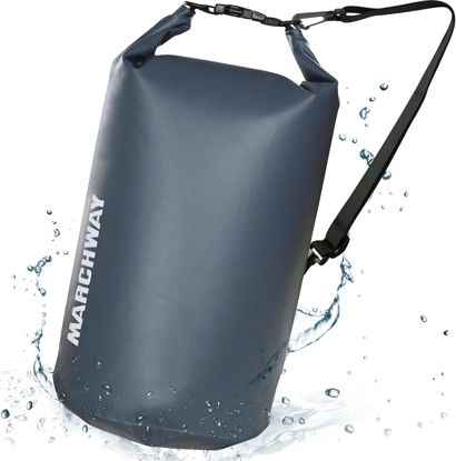 Picture of MARCHWAY Floating Waterproof Dry Bag Backpack 5L/10L/20L/30L/40L, Roll Top Sack Keeps Gear Dry for Kayaking, Rafting, Boating, Swimming, Camping, Hiking, Beach, Fishing (Grey, 5L)