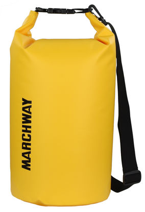 Picture of MARCHWAY Floating Waterproof Dry Bag Backpack 5L/10L/20L/30L/40L, Roll Top Sack Keeps Gear Dry for Kayaking, Rafting, Boating, Swimming, Camping, Hiking, Beach, Fishing (Deep Yellow, 5L)