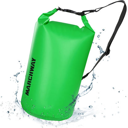 Picture of MARCHWAY Floating Waterproof Dry Bag Backpack 5L/10L/20L/30L/40L, Roll Top Sack Keeps Gear Dry for Kayaking, Rafting, Boating, Swimming, Camping, Hiking, Beach, Fishing (Green, 5L)