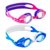 Picture of Aegend 2 Pack Swimming Goggles for Kids Age 4-16, Blue-white & Pink Purple